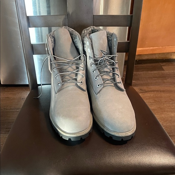 Timberland Gray Nubuck Lace-Up Men’s Ankle Boots with Knit Collar - Picture 7 of 7